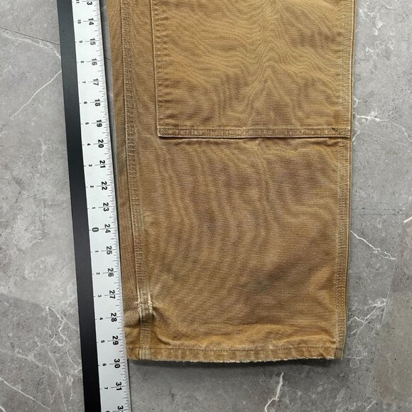 Carhartt Double Knee Pants Mens 46x32 B01 BRN Workwear Made in USA Distressed - Picture 11 of 12